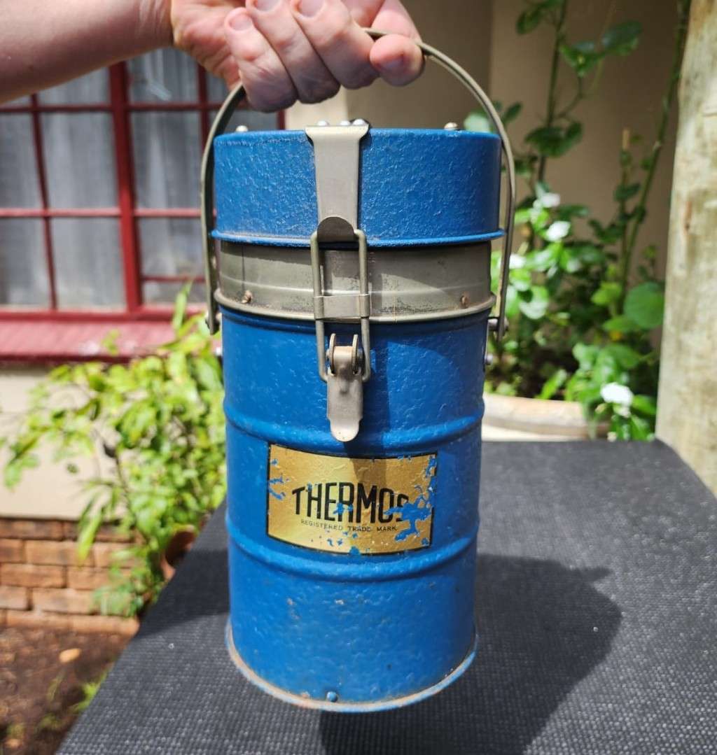 Flasks Iconic 1930s Large Blue Thermos Brand Vacuum Flask The Very